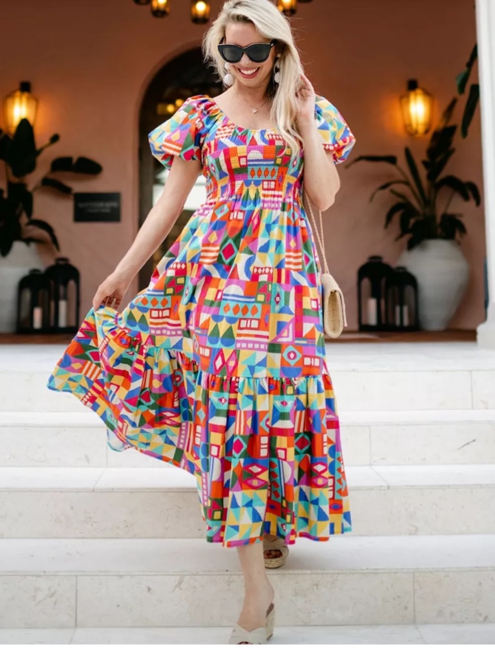 Antonio Melani Multicolor Geometric Maxi Dress